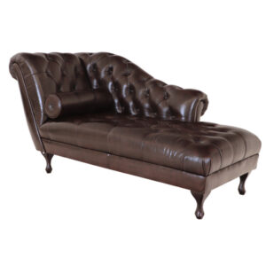 Leňoška Chesterfield Delano z pravej hovädzej kože Brown