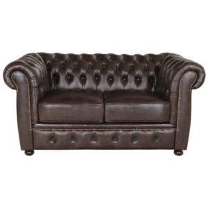 Pohovka dvojmiestna Chesterfield Liverpool z pravej hovädzej kože Brown