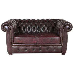 Pohovka dvojmiestna Chesterfield Liverpool z pravej hovädzej kože New Red