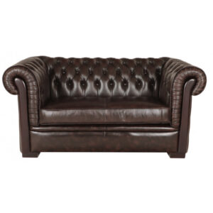 Pohovka dvojmiestna Chesterfield Tiffy z pravej hovädzej kože Brown