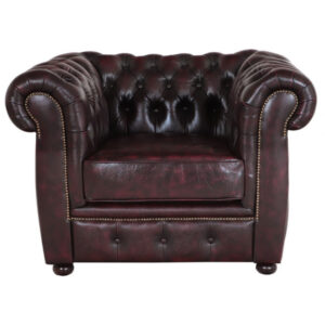 Pohovka jednomiestna Chesterfield Liverpool z pravej hovädzej kože New Red