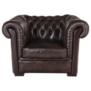 Pohovka jednomiestna Chesterfield Tiffy z pravej hovädzej kože Brown