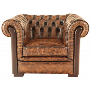 Pohovka jednomiestna Chesterfield Tiffy z pravej hovädzej kože Whisky