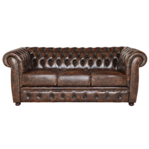 Pohovka trojmiestna Chesterfield Liverpool z pravej hovädzej kože Whisky