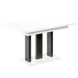 Rozkladací stôl Appia Mat čierne nohy 130/210x80cm Biely lesk