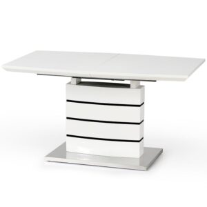 Rozkladací stôl Nord 140/180x80cm Mdf/Oceľ – Biely/Čierna