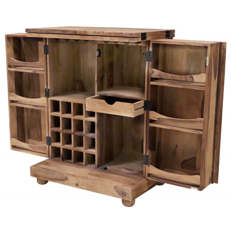 Rozkladacia barová skriňa 80x105x55 indický masív palisander – Obrázok 3