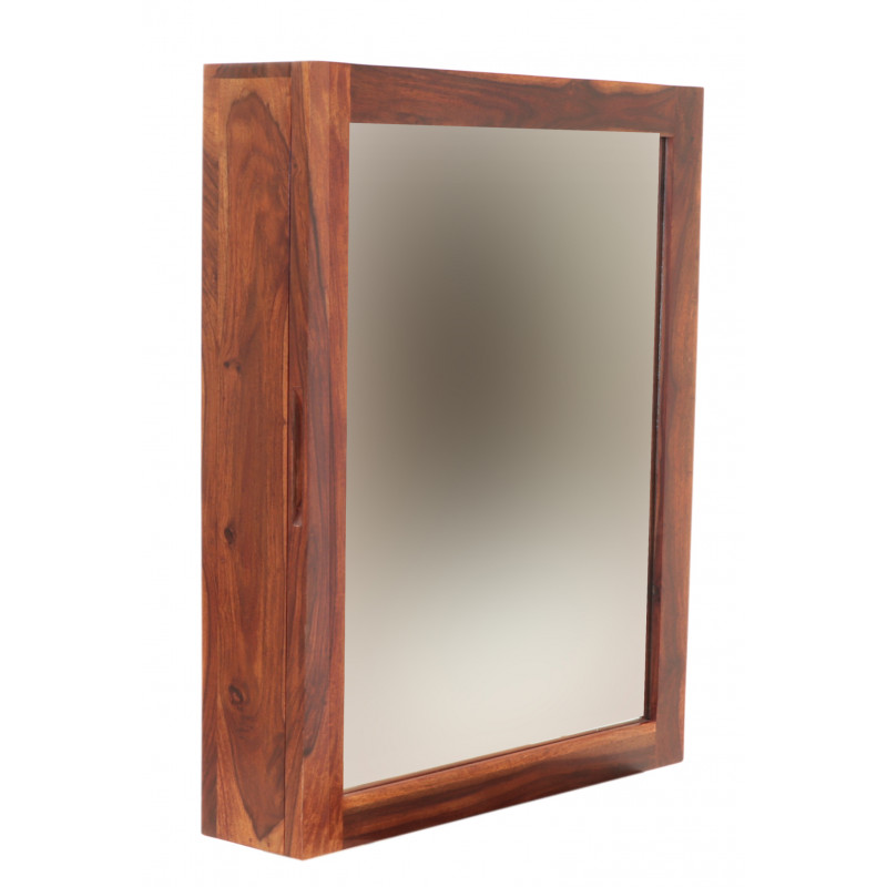 Skrinka so zrkadlom do kúpeľne 65x80x15 indický masív palisander – Obrázok 2