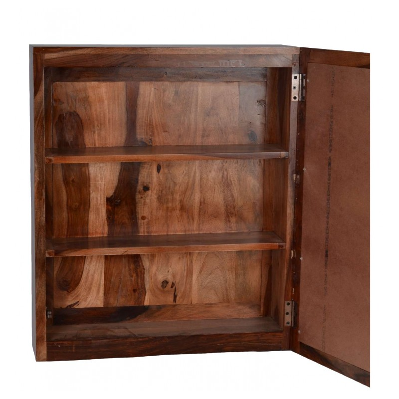 Skrinka so zrkadlom do kúpeľne 65x80x15 indický masív palisander – Obrázok 3