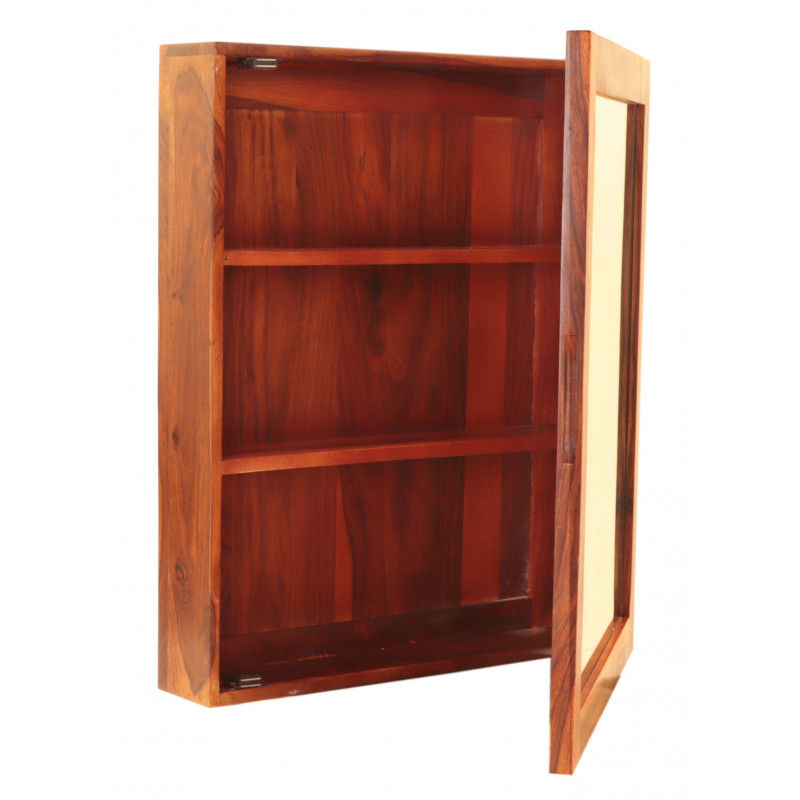 Skrinka so zrkadlom do kúpeľne 65x80x15 indický masív palisander – Obrázok 4