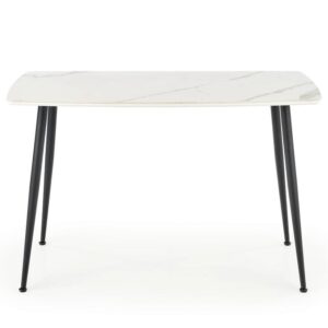 Stôl Marco 120×70 Sklo/Mdf/Oceľ – Biely/Čierna