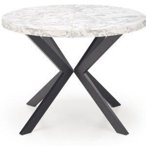 Stôl Peroni 100×250 doska/oceľ – biela mramor/čierna