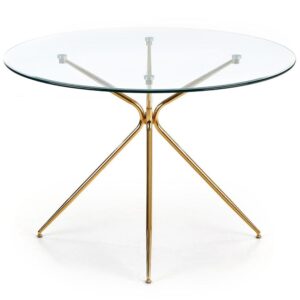 Stôl Rondo 110 Sklo/Oceľ – Transparentný/Zlatá
