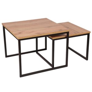 Súprav stolíkov Pati 62×62/52×52 cm dub Wotan/čierne nohy