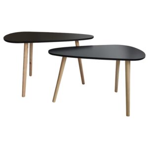 Súprava stolíkov Frej čierna/dub prírodný