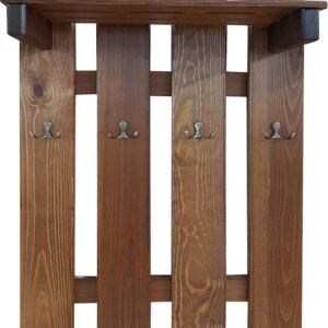 Vešiak S poličkou 4 Drevené Rukoväť Hnedá