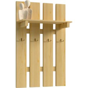 Vešiak S poličkou 4 Kov Rukoväť Borovica