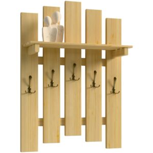 Vešiak S poličkou 5 Kov Rukoväť Borovica