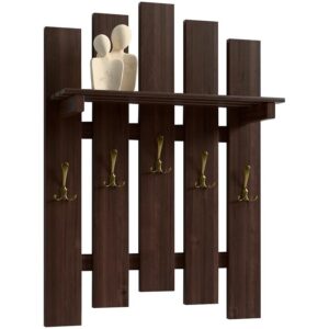 Vešiak S poličkou 5 Kov Rukoväť orech