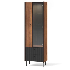 Vitrína Prestigo P3 1d1w2s Walnut War/San Seb/Black