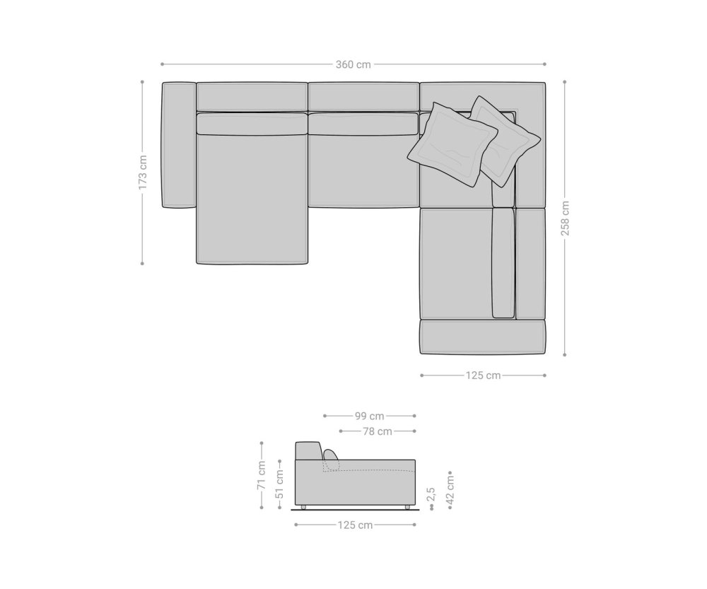 Pohovka v tvare "U" Sirpio XL 360x260 cm plyšový manšester béžová – Obrázok 7