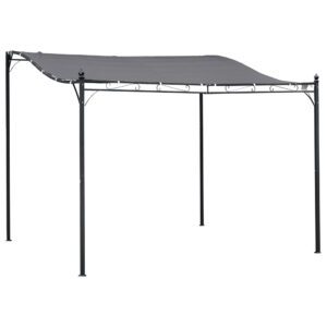 OUTSUNNY Samostatne stojaca kovová pergola s plátennou strechou 297 x 297 cm sivá