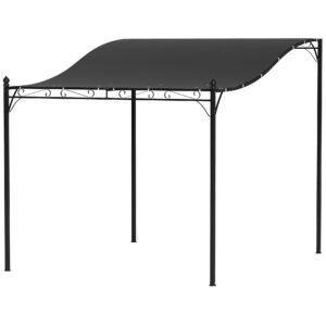 OUTSUNNY Voľne stojaca kovová pergola so zaťahovacou plátennou strechou 298 x 248 cm tmavosivá