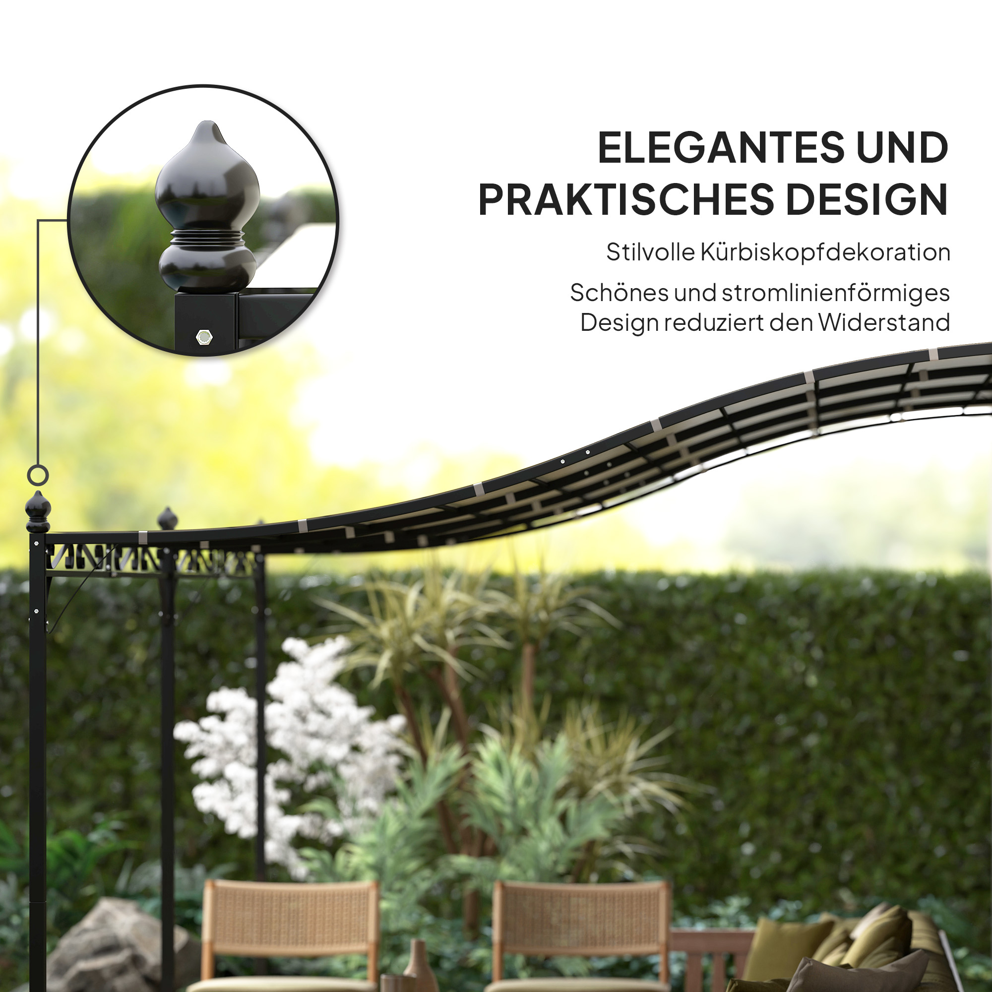 OUTSUNNY Voľne stojaca kovová pergola so sťahovacou plátennou strechou 491 x 298 cm krémová – Obrázok 6