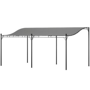 OUTSUNNY Kovová voľne stojaca pergola s plátennou strechou 491 x 298 cm sivá