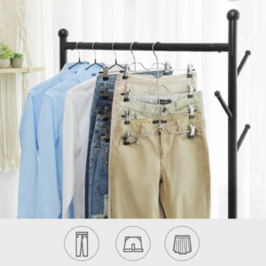 SONGMICS Vešiak na nohavice 4 rady s klipmi 3 ks 32 cm strieborná