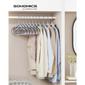 SONGMICS Vešiaky na kabáty 50 ks protišmykové 42 cm šedá