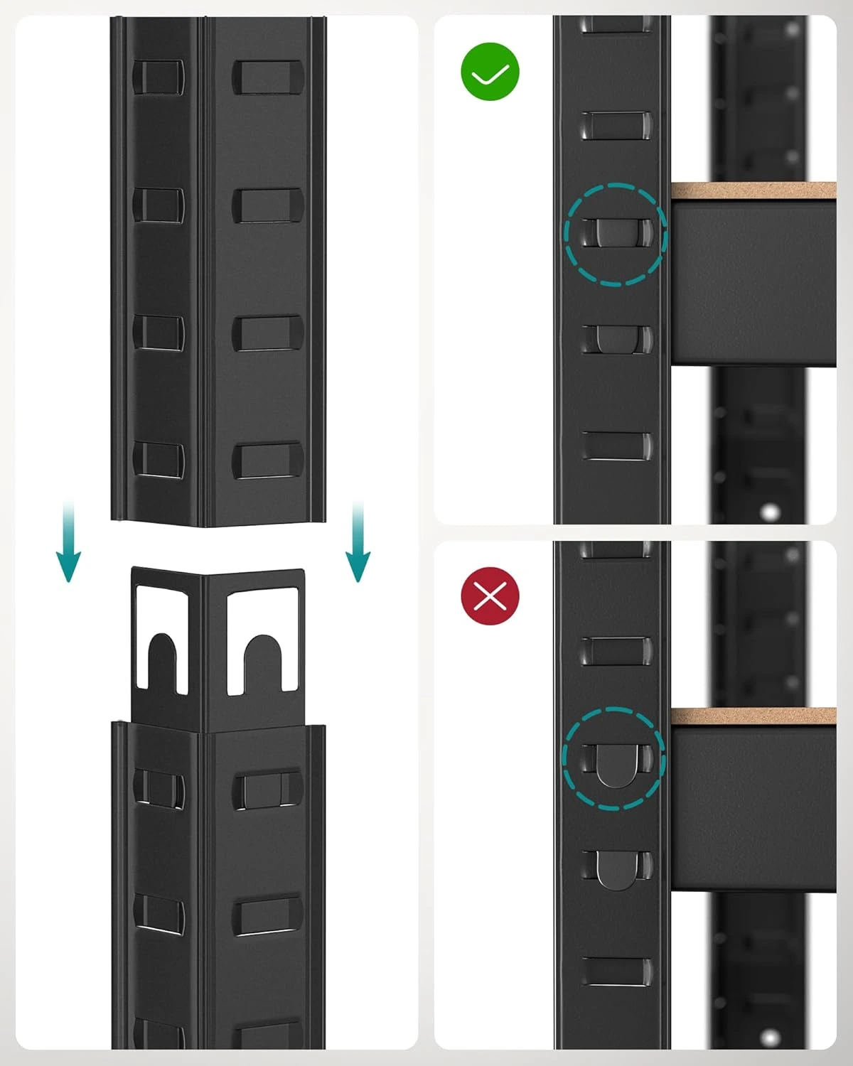 SONGMICS Oceľový regál s nosnosťou až 520 kg 80 x 160 x 40 cm hnedá čierna – Obrázok 5
