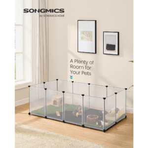 SONGMICS Plastová ohrada s podlahou pre malé zvieratá 143 x 73 x 46 cm biela