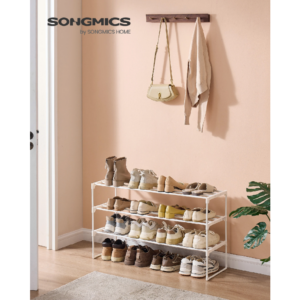 SONGMICS Botník s 3 policami na 16 až 20 párov, stohovateľný 92 x 55 x 30 cm biela