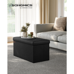 SONGMICS Taburet s úložným priestorom, nosnosť 300 kg, 89 l, 76 x 38 x 38 cm čierna