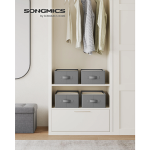 SONGMICS Organizér do zásuvky, 4 ks, 6 priehradiek, 42 x 30 x 17 cm, sivý