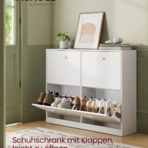 VASAGLE Sklopná botník so 4 priehradkami 106 x 83 x 24 cm biela