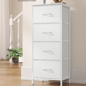 SONGMICS Komoda so 4 látkovými zásuvkami 40 x 95 x 30 cm biela