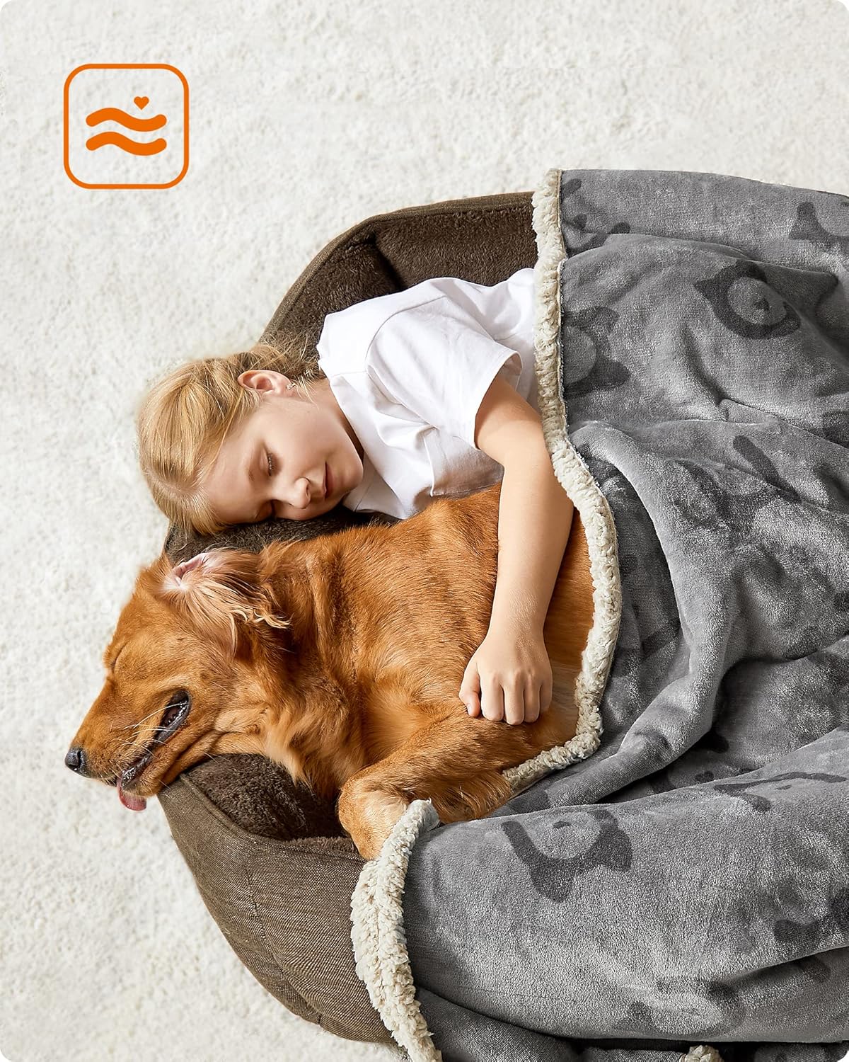 FEANDREA Nepremokavá deka pre psov a mačky, veľkosť XXL, prateľná, 203 x 152 cm, sivá – Obrázok 3