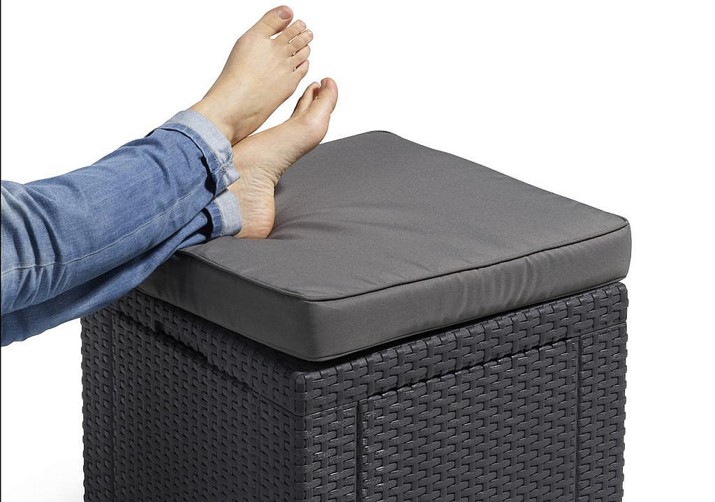 DEOKORK Záhradný ratanový taburet CUBE (hnedý) ZADARMO PODUŠKA – Obrázok 4