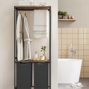 VASAGLE Kôš na bielizeň s kovovým rámom 2 x 46 l hnedý čierny