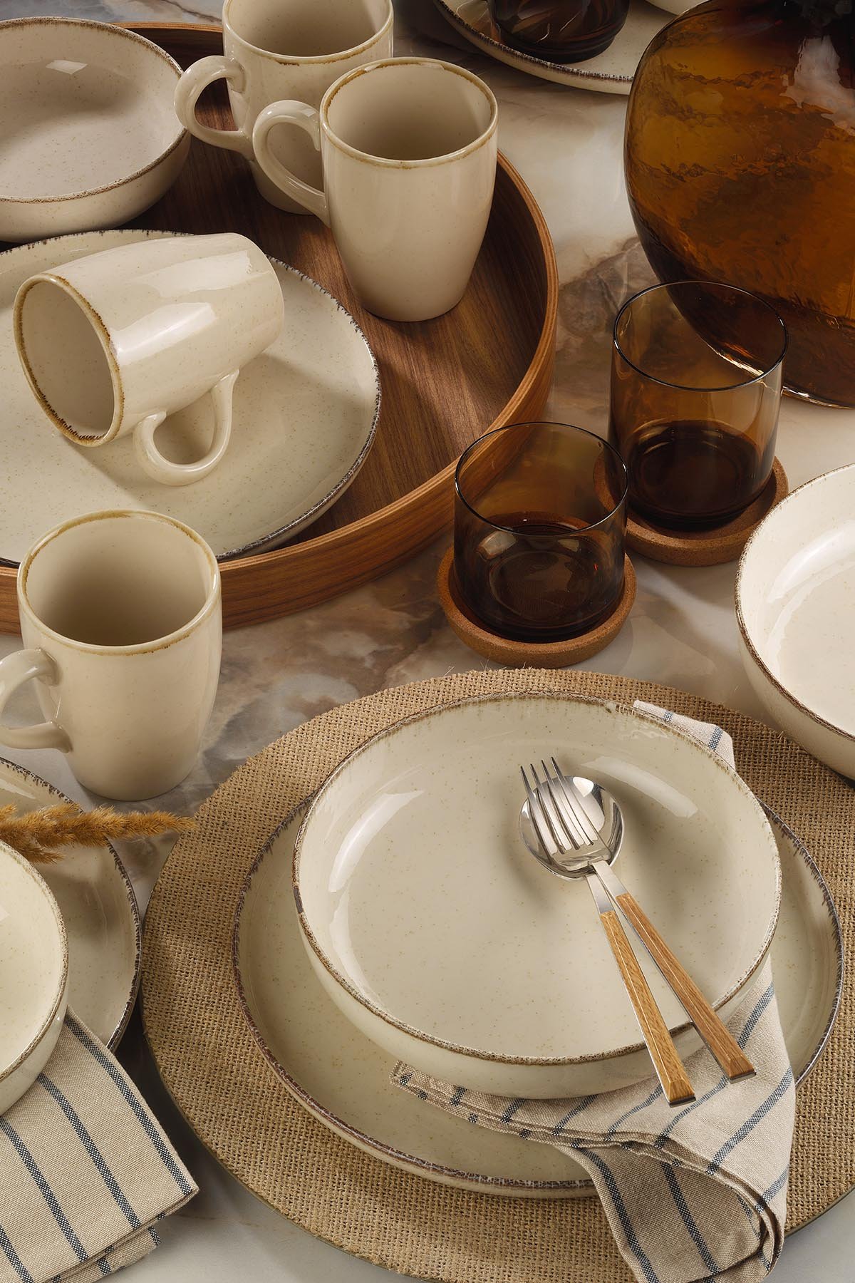 ASIR Porcelánová jedálenská súprava (16 ks) béžová – Obrázok 2