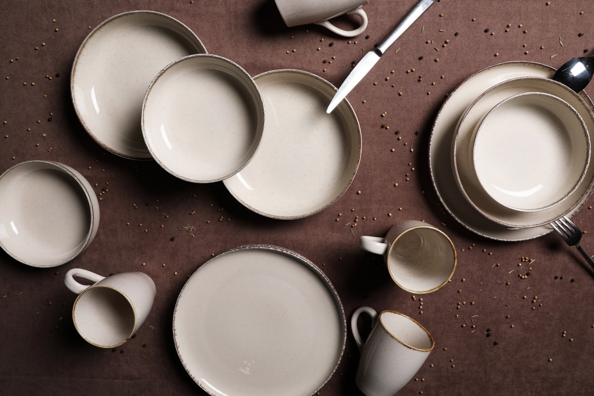 ASIR Porcelánová jedálenská súprava (16 ks) béžová – Obrázok 4