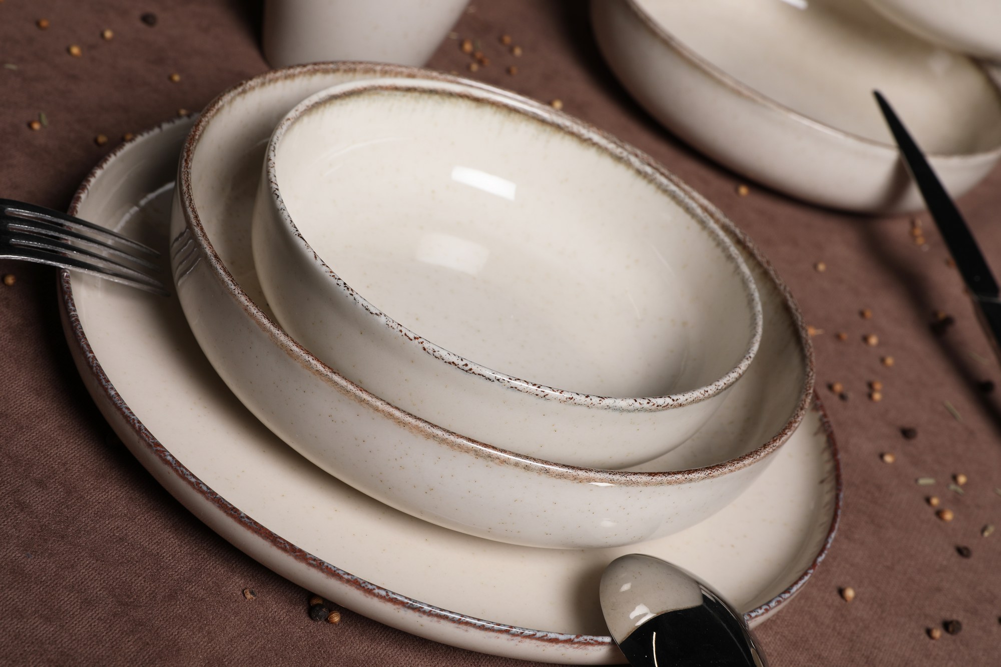 ASIR Porcelánová jedálenská súprava (16 ks) béžová – Obrázok 5