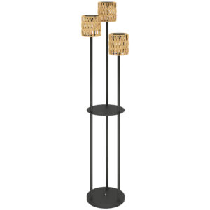 OUTSUNNY Solárna stojacia lampa RATAN 3 v boho štýle 37 x 144 cm