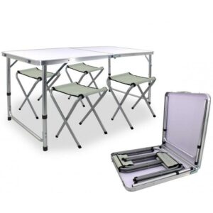 Aldotrade Kempingový skladací set, stôl + 4 kreslá, 120 x 60 x 70 cm