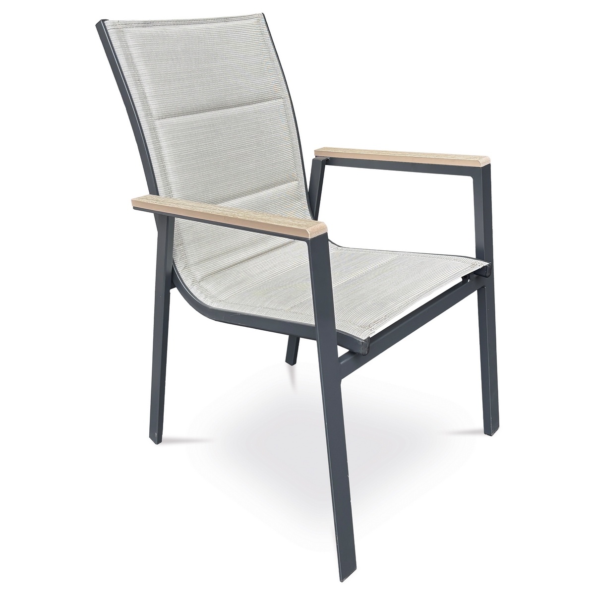 Autronic Záhradná stolička, hliník, textil,béžová, A ZC-S1110 BK – Obrázok 2