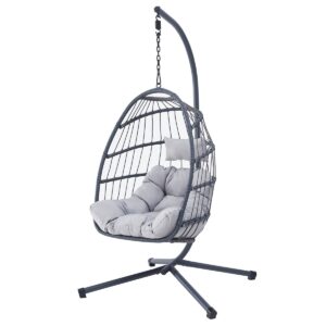 Autronic Závesné kreslo, kov, polyratan, sivá, AZ-V 1269GREY