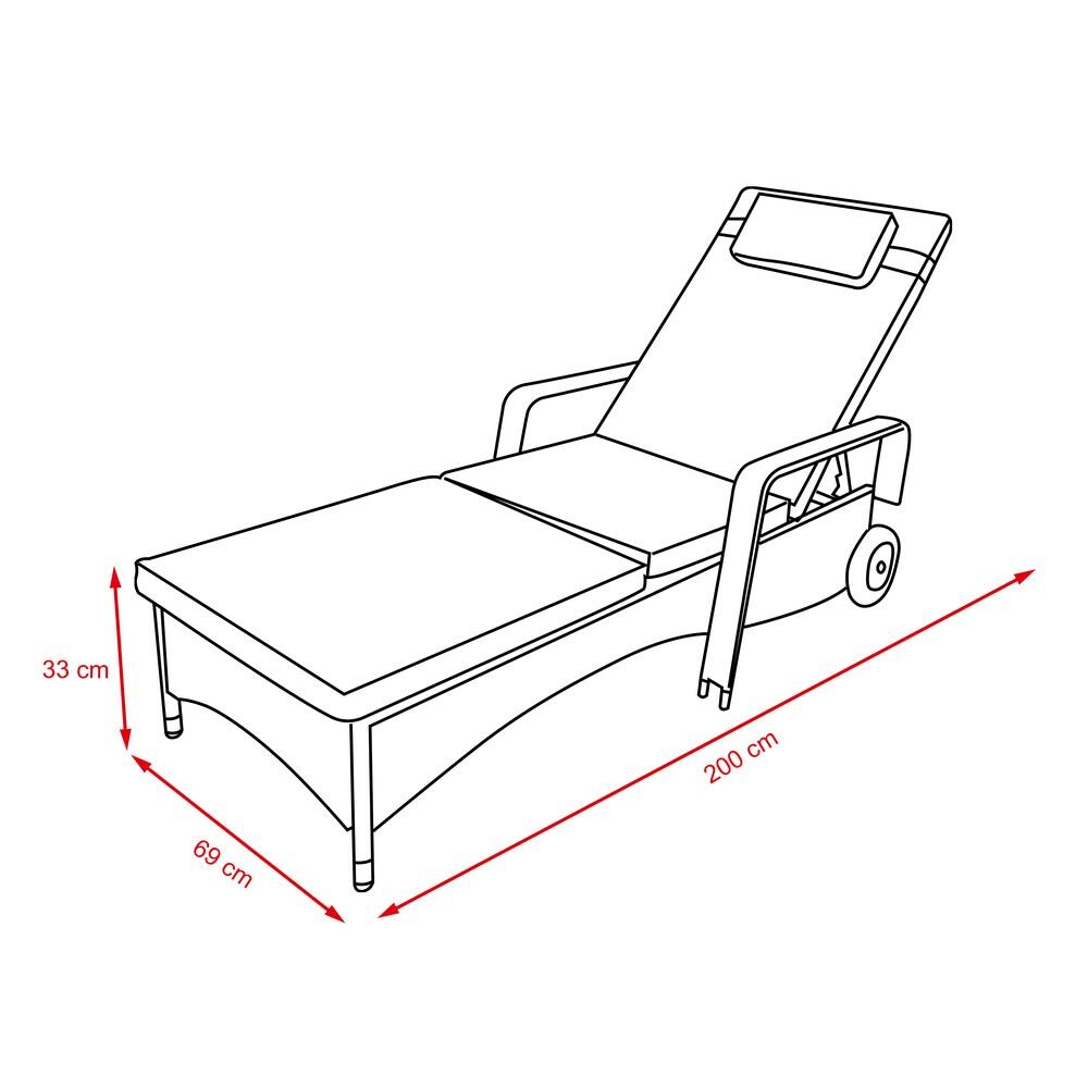 Avenberg Záhradné relaxačné ležadlo Havana, hnedé,200 x 69 x 33 cm – Obrázok 2