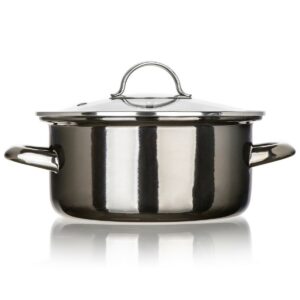 Banquet Hrniec smaltovaný METALLIC Black 20 cm, 2 l, s pokrievkou, 20 cm